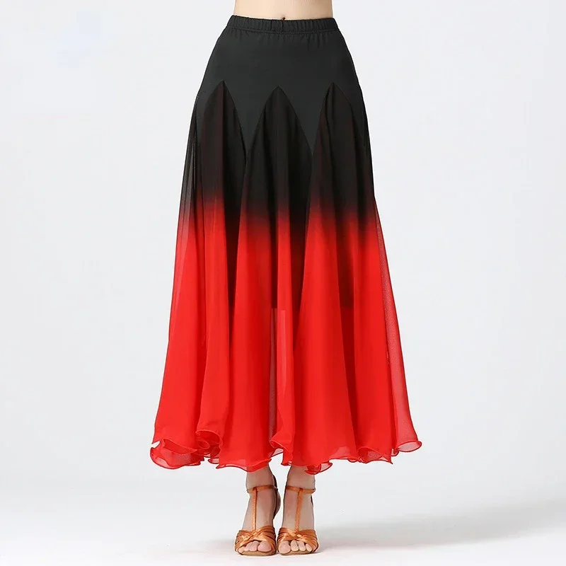 Ballroom Dancing Costume For Women Flamenco Waltz Ballroom Dance Skirt Classical Practice Gradient Layered Big Swing Skirts