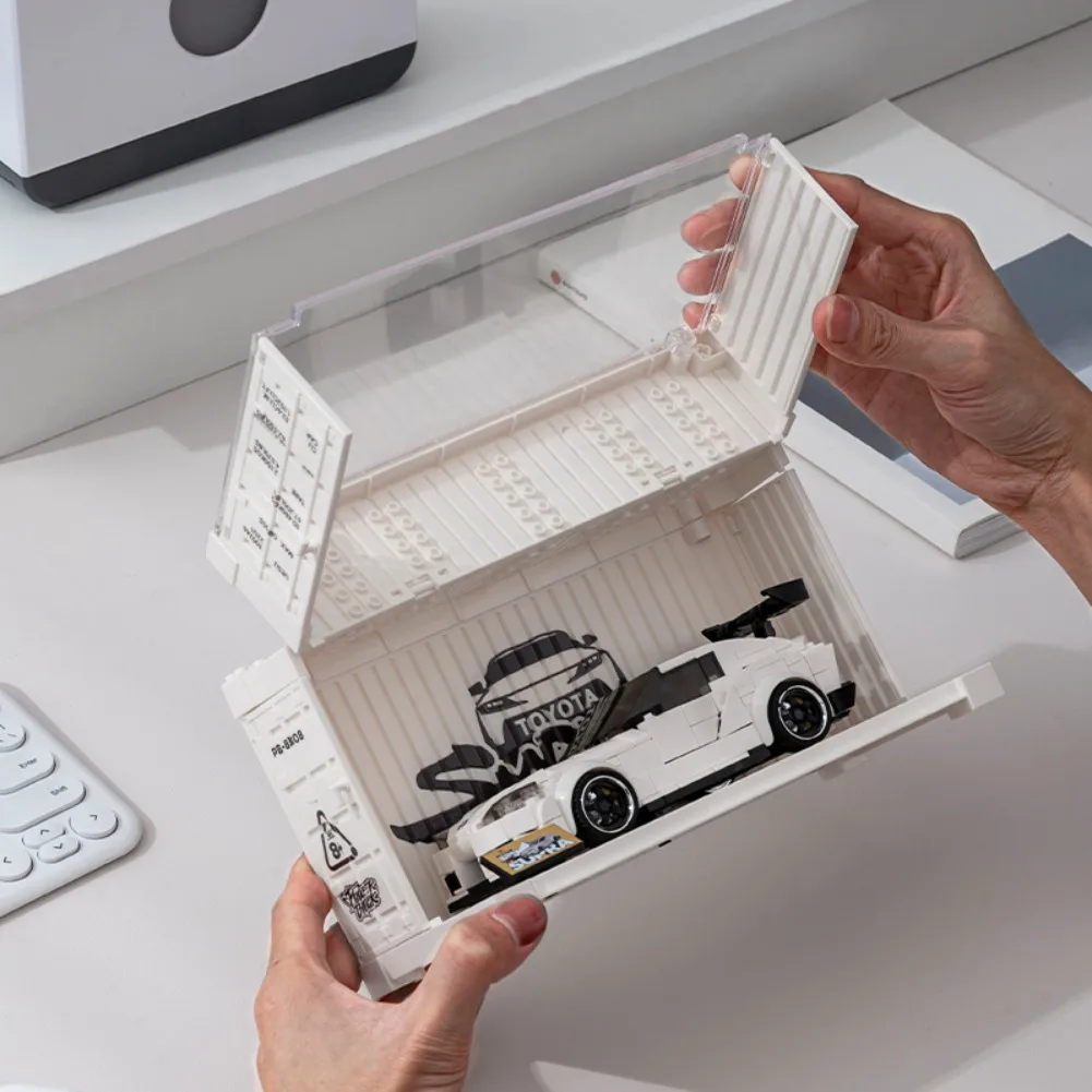 Sportwagen Toyota No.Supra MOC 367PCS Speed Racer Auto Bouwstenen Voertuig Bakstenen met Container Display Box Kerstcadeau