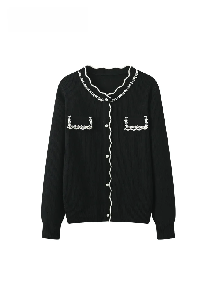 

plus Size Knitted Sweater with Lace Collar for Women Autumn Faion Slimming Personali Long Sve round Ne Color