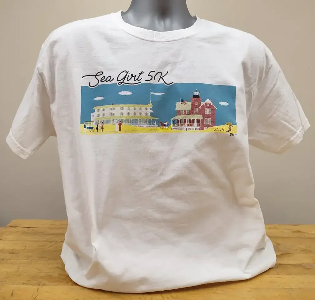 Sea Girt 5K Race T Shirt Size Large White Used Condition 314
