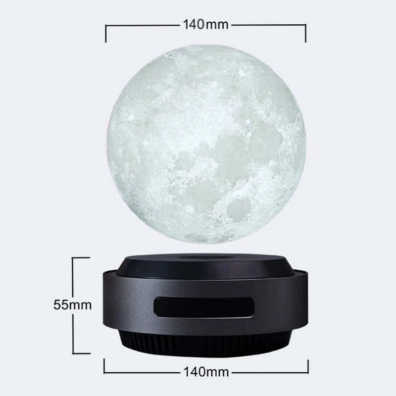 Imagem -04 - Levitação Magnética Lâmpada Lunar Maglev Lua Lâmpada Levantamento Automático Impressão 3d Cores Luz Noturna Presente de Natal 14cm