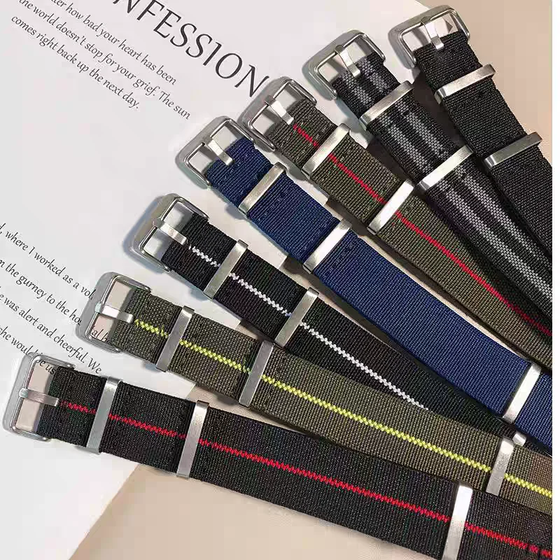 18mm 20mm 22mm Elastisches Stretch-Nato-Nylon-Canvas-Uhrenarmband für Herren und Damen mit Dornschließe, universelles Armband-Ersatzwerkzeug – Detail 9