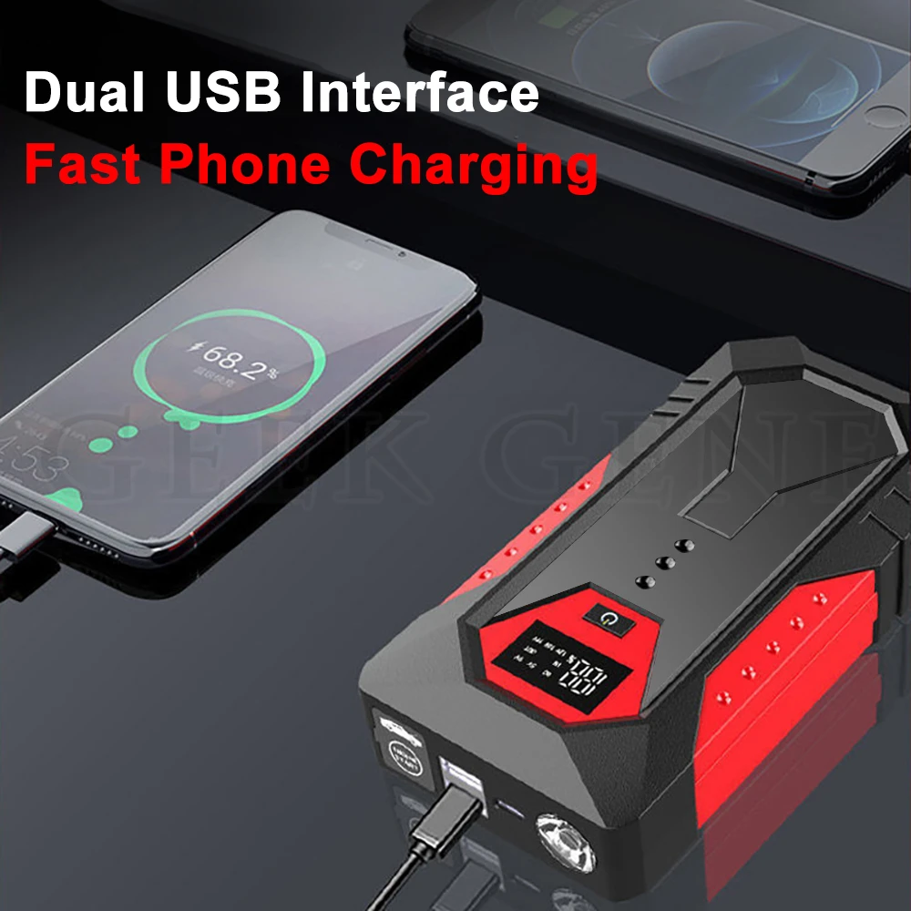 18000mAh Portable Car Jump Starter Power Bank Car Booster Charger 12V 1200A Starting Device Petrol Diesel Car Emergency Booster