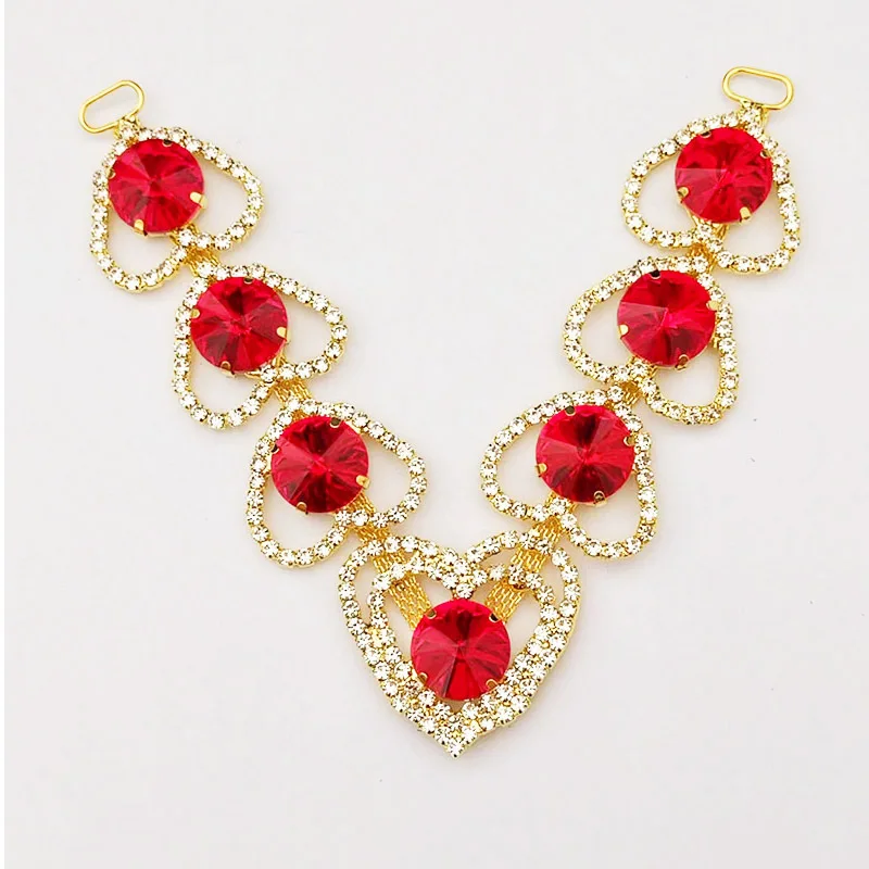 1Pair Heart Crystal Rhinestone Shoe Footware Chain Buckle Bikini Flip Flops Connectors Metal Apparel Bags Cap Garment Sewing DIY