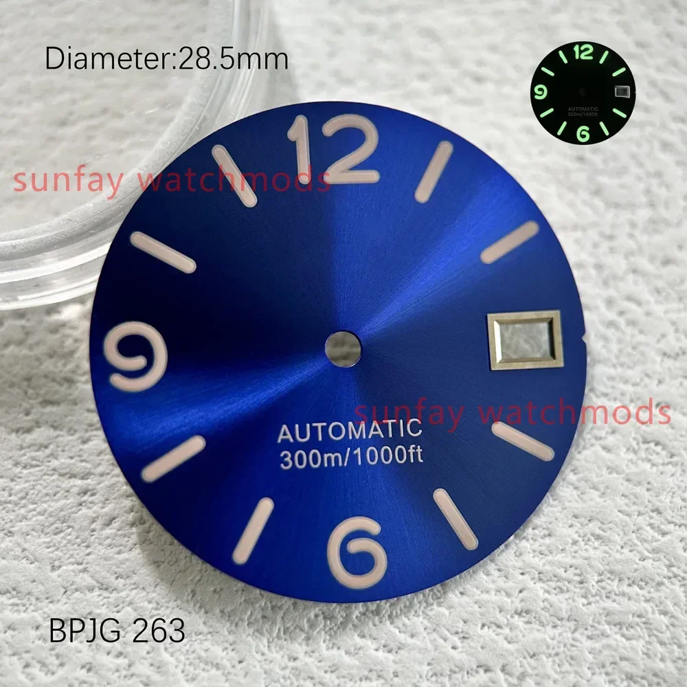 28.5mm Classic Style Watch dial with Green Glow Suitable for NH35/NH36 Automatic Movement Accessories S Logo（S）