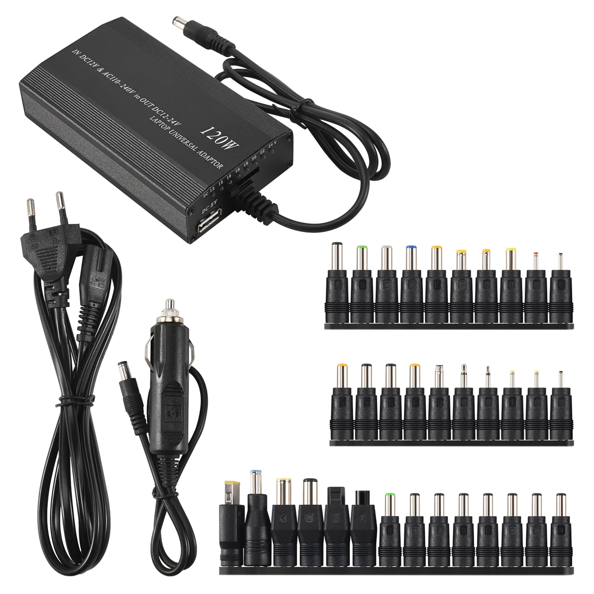 Imagem -03 - Adaptador de Alimentação Universal para Laptop e Notebook Car Home Charger Plug ue 120w 34 Dicas