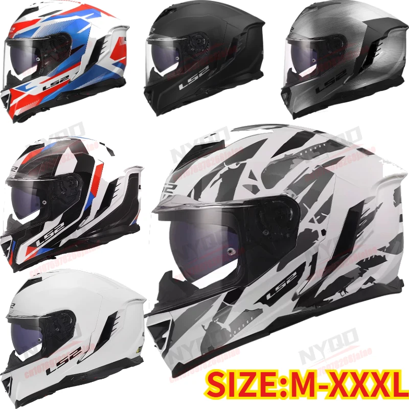 

Unisex Motorcycle Dual Lens Full Face Helmet For FF818, Anti-fog Large Spoiler Four Seasons Racing Helmet for Men Women