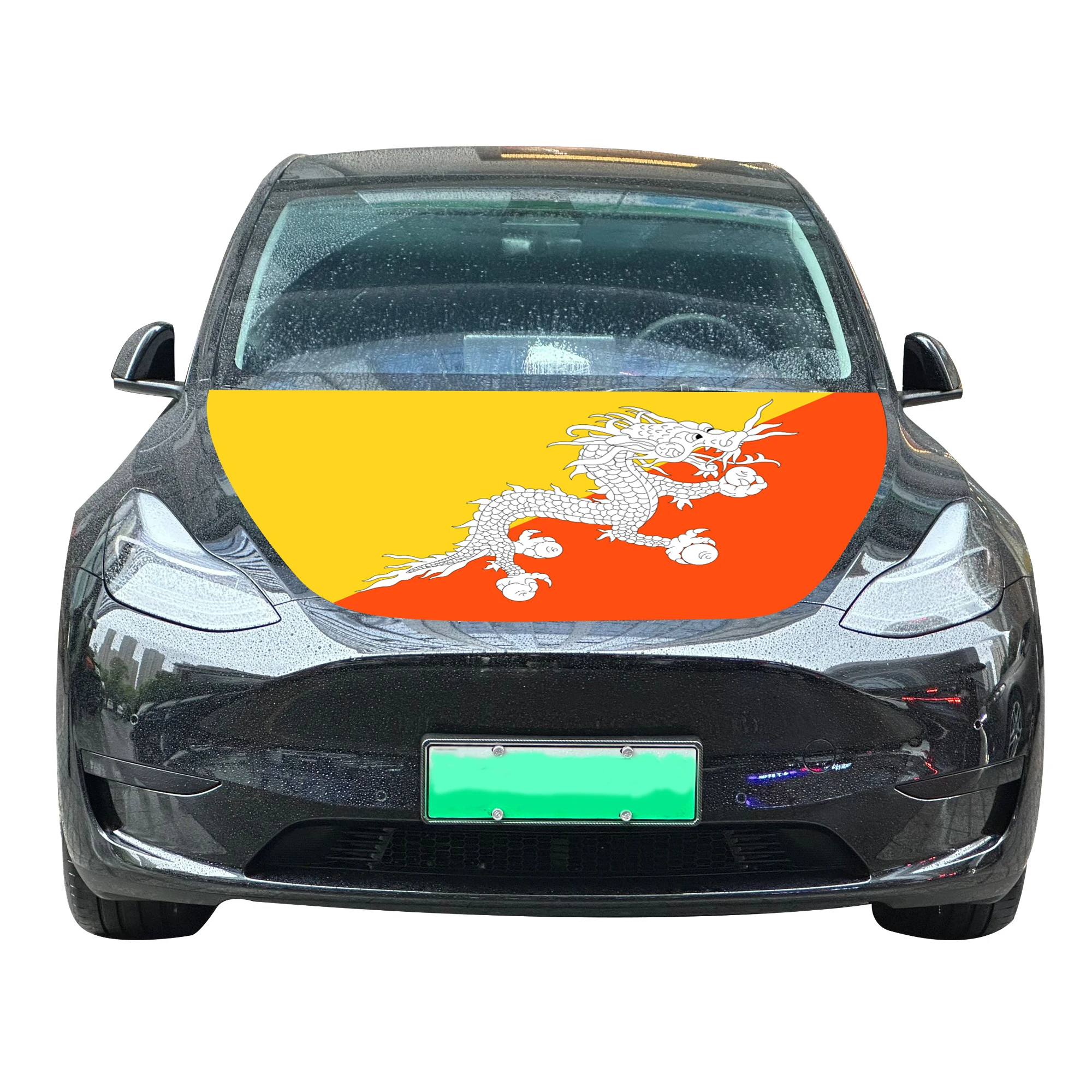 Bhutan Car Hood Cover Flag  Universal Size Elastic Polyester 120x150cm for Car Decor