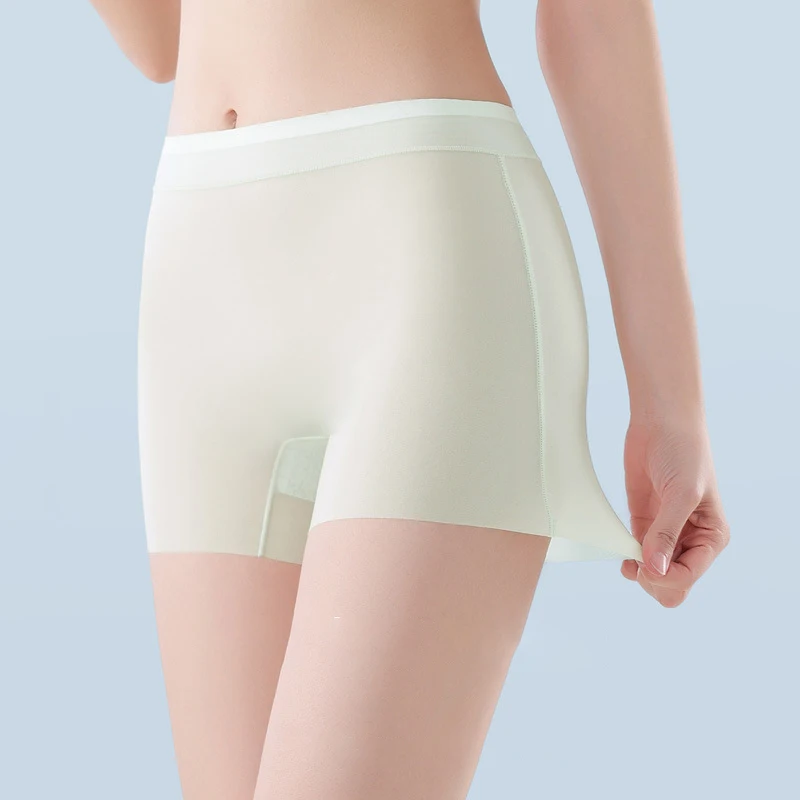 Women\'s Summer Panties Ice Silk Underwear Lingerie Large Size Thin Boyshorts Female Seamless Under The Skirt Safety Short Pants
