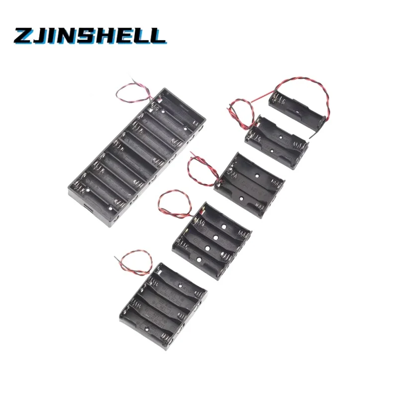 5# Plastic Battery Storage Case Box Holder for 1/2/3/4/5/6/8/10 Packs AA With Wire Leads