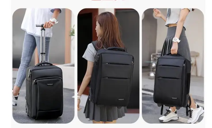 20 Inch Women wheeled backpack travel trolley bags Rolling Luggage Backpack Cabin Carry on hand luggage women trolley bag wheels