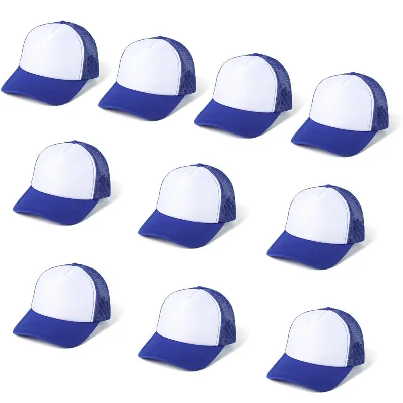 10PCS Sublimation Blank Trucker Hats Comfortable Polyester Mesh Trucker Hat Unisex Mesh Baseball Snapback Caps Summer Mesh Caps