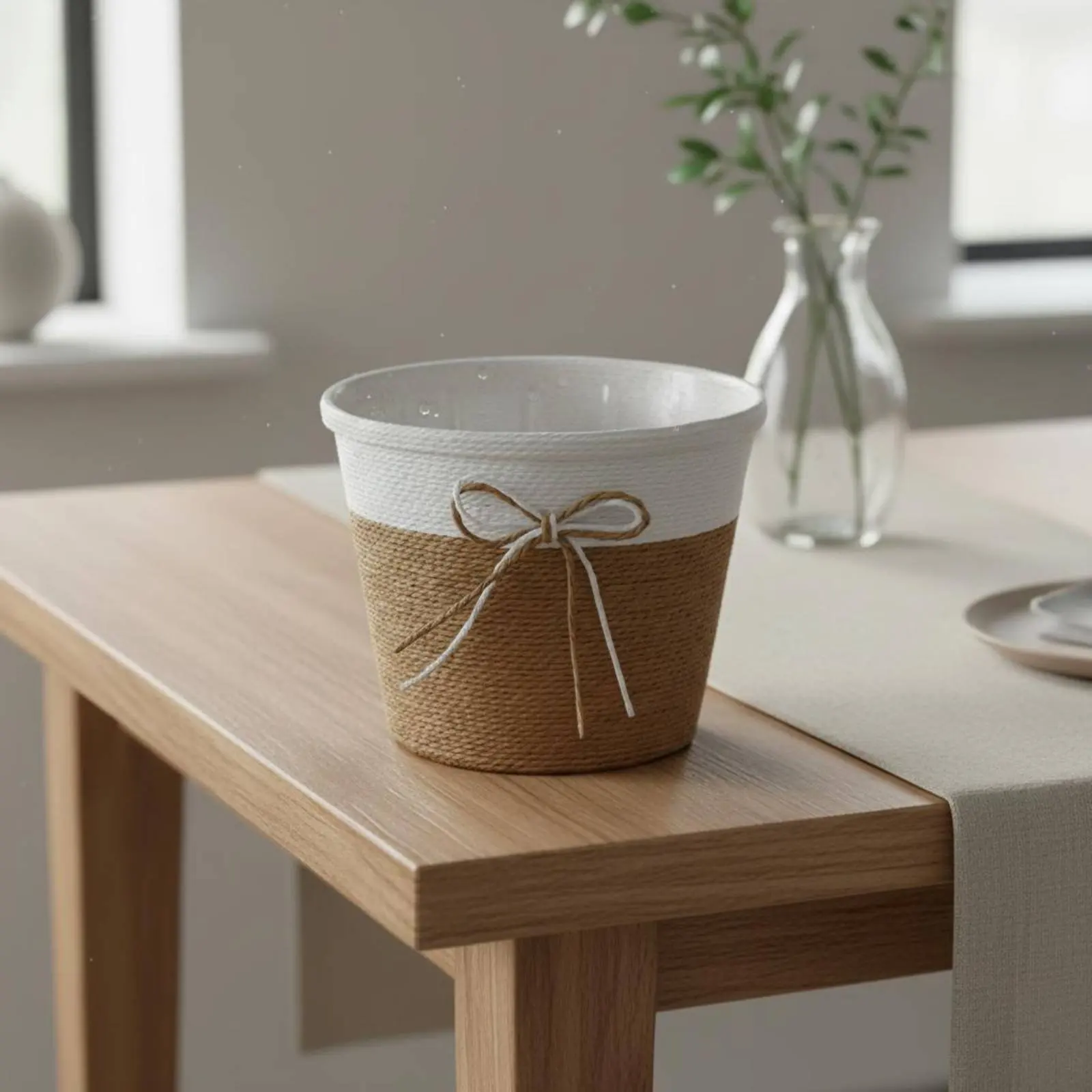 Paper Rope Flower Pot Waterproof Liner Paper Rope Planter Woven Flower Pot Natural Design Woven Plant Basket Multi-Use