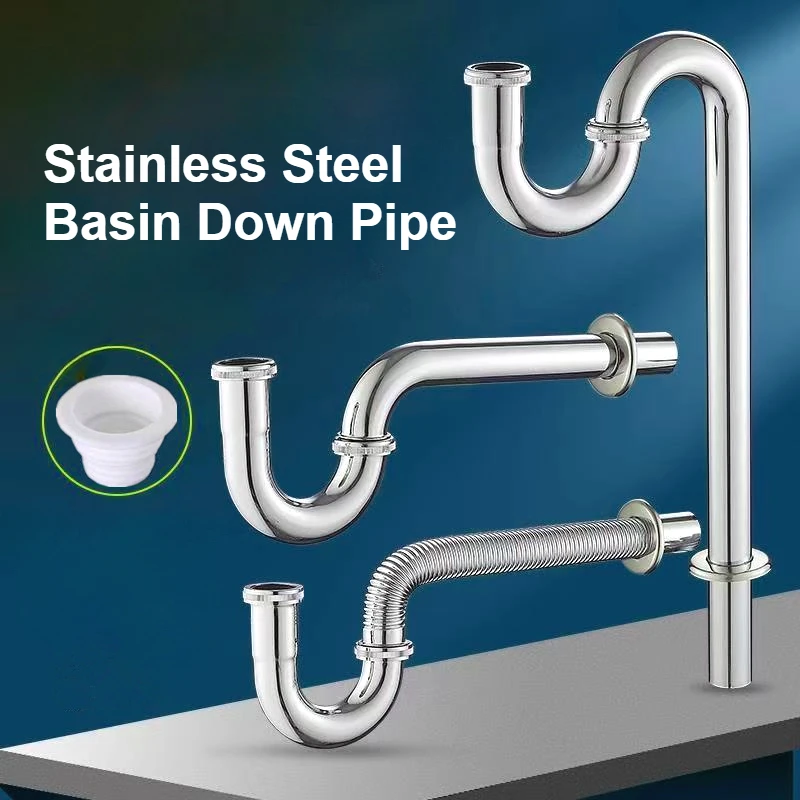 

Stainless Steel Thickened Basin Downpipe P Curved Deodorant Downpipe Washbasin P Curved Stainless Steel Wall Drain Pipe