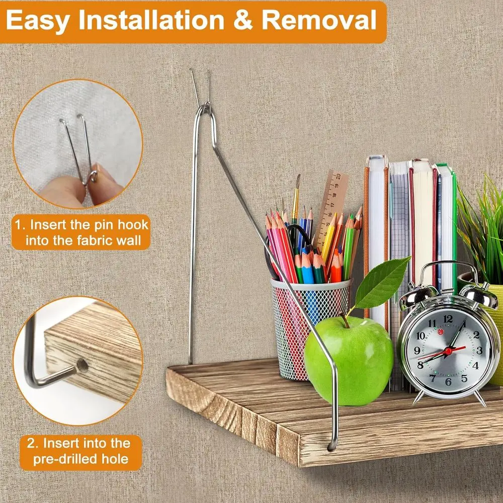 عبوتان من رف الحائط المقصور مع خطافات - منظم خشبي 11.8 بوصة لجدران مكعبات القماش، وإكسسوارات المكتب المعلقة والديكور للنساء #4
