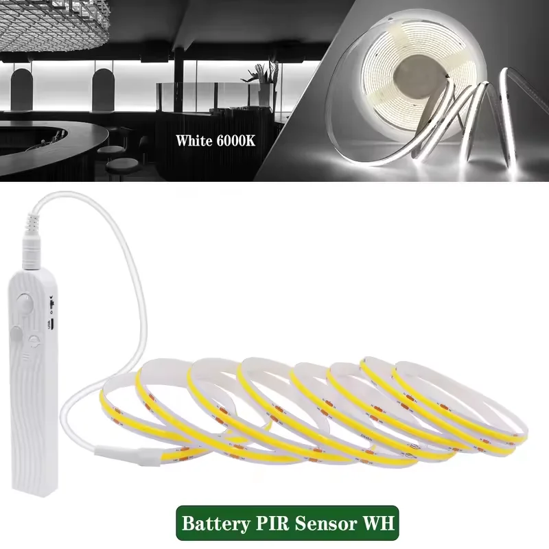 

5V COB Led Lights Strip Motion Sensor Battery Powered COB Strip Lights for Stair Bedroom Closet Under Cabinet Lighting