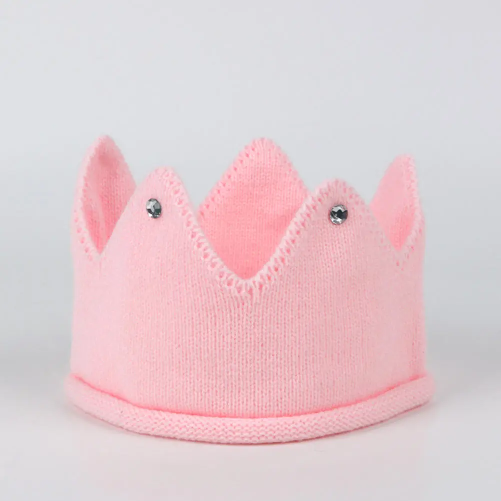 

Adorable Winter Warm Knitted Crown Hat Headband Soft Comfortable Gift For Birthday Party Pink Color \N(Length: 123