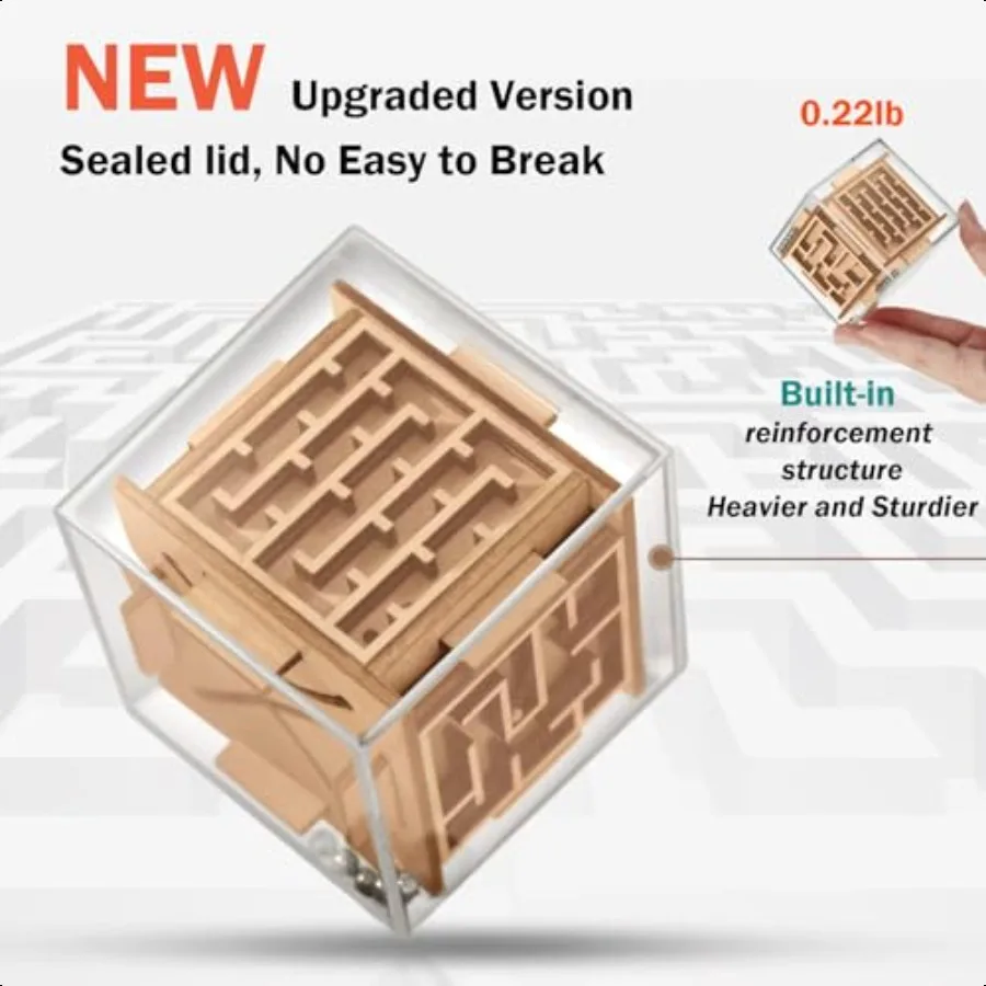 Fidget Puzzle Cube for and Adults 6Sided Wooden Puzzle Game Fidget Toy for Anxiety Relief Handheld Maze Cube for Travel 3D Brai