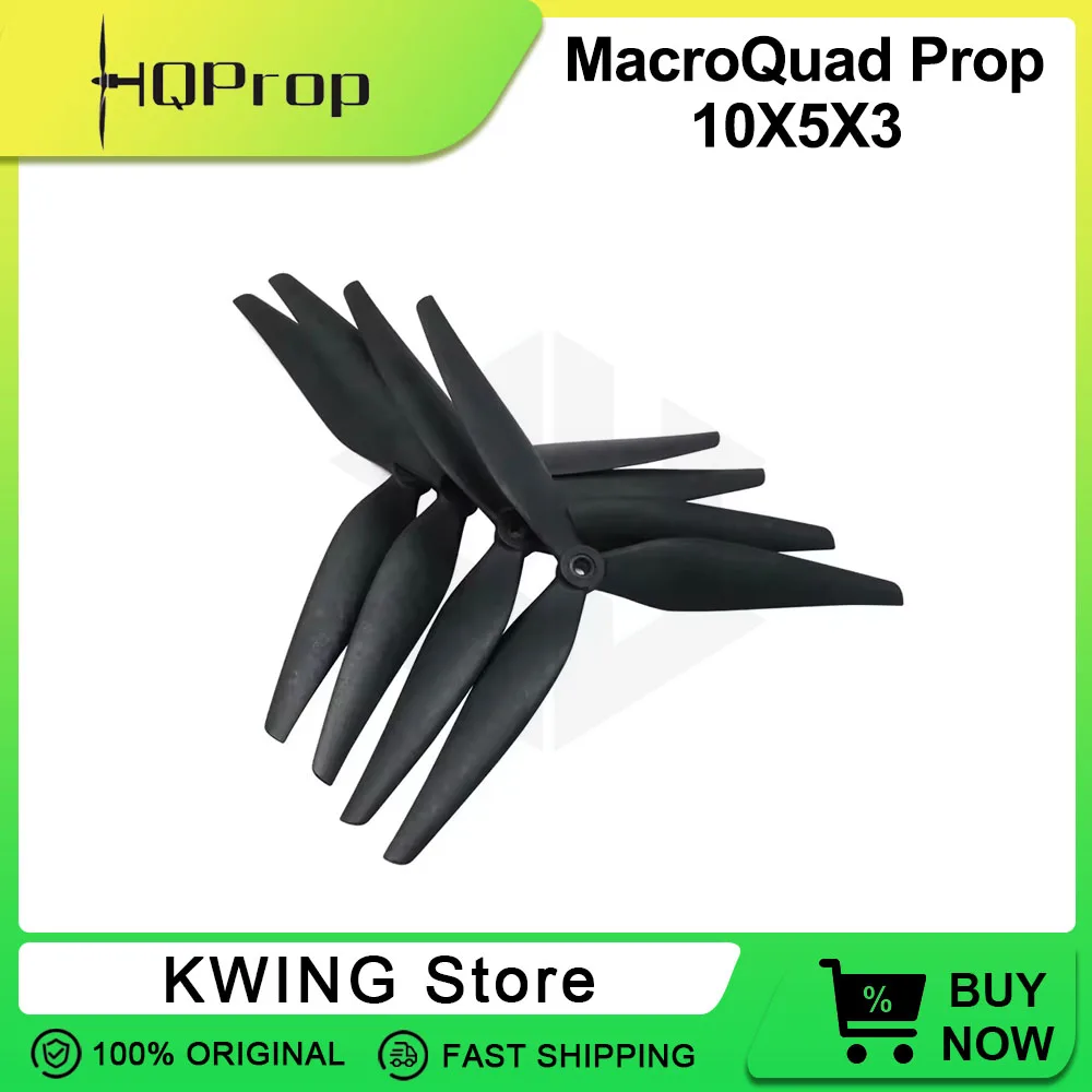 

Пропеллеры HQProp 2 пары 10X5X3 1050 HQ Macroquad Prop 1050, 10 дюймов, 3 лопасти, черные, из армированного стекловолокном нейлона, для радиоуправляемых FPV дронов