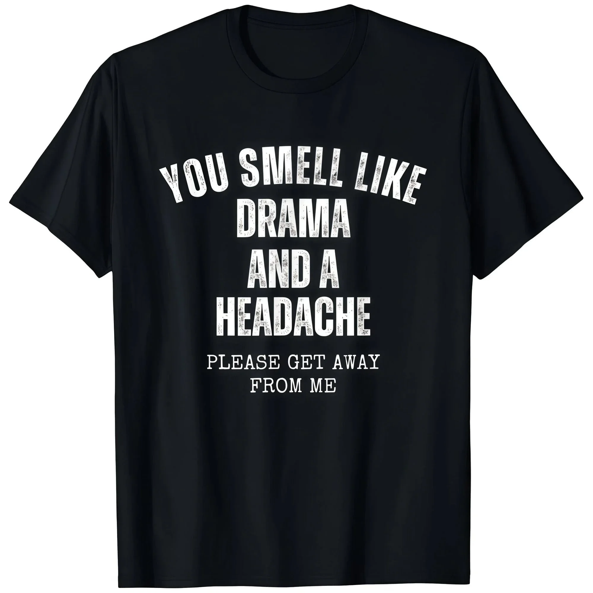 Plus Size Funny Slogan T-Shirt Short Sleeve Round Neck Tee With You Smell Like Drama Print For Casual Party Wear Knitted Fabric
