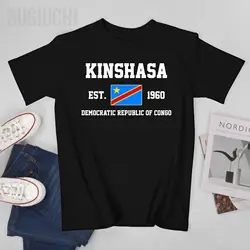 Patriotic Flag Democratic Republic of Congo EST.1960 Kinshasa Men Tshirt Tees T-Shirt O-neck T Shirts Women Boys 100% Cotton