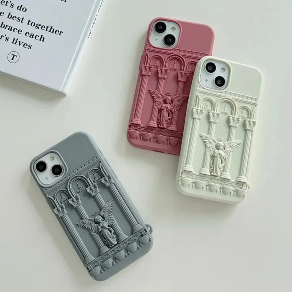 Retro Building Statue Pray Angel Case For Samsung Galaxy A14 A15 A24 A25 A34 A35 A54 A55 S21 S23SE S24 Ultra Soft Silicone Cover