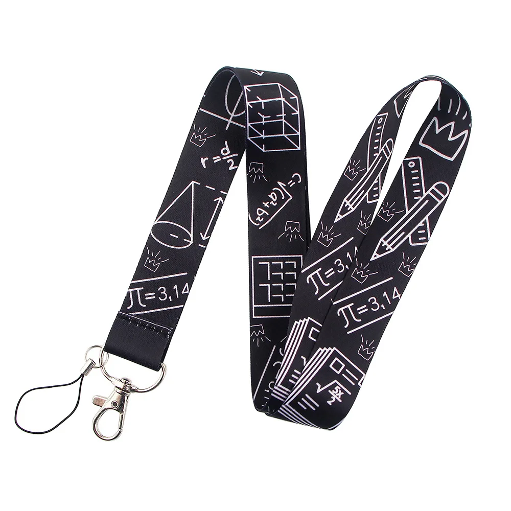 Mathematical Formula Graphic Neck Strap Keychain Lanyards For Keys USB Gym ID Card Badge Holder DIY Hang Rope Webbing Ribbons