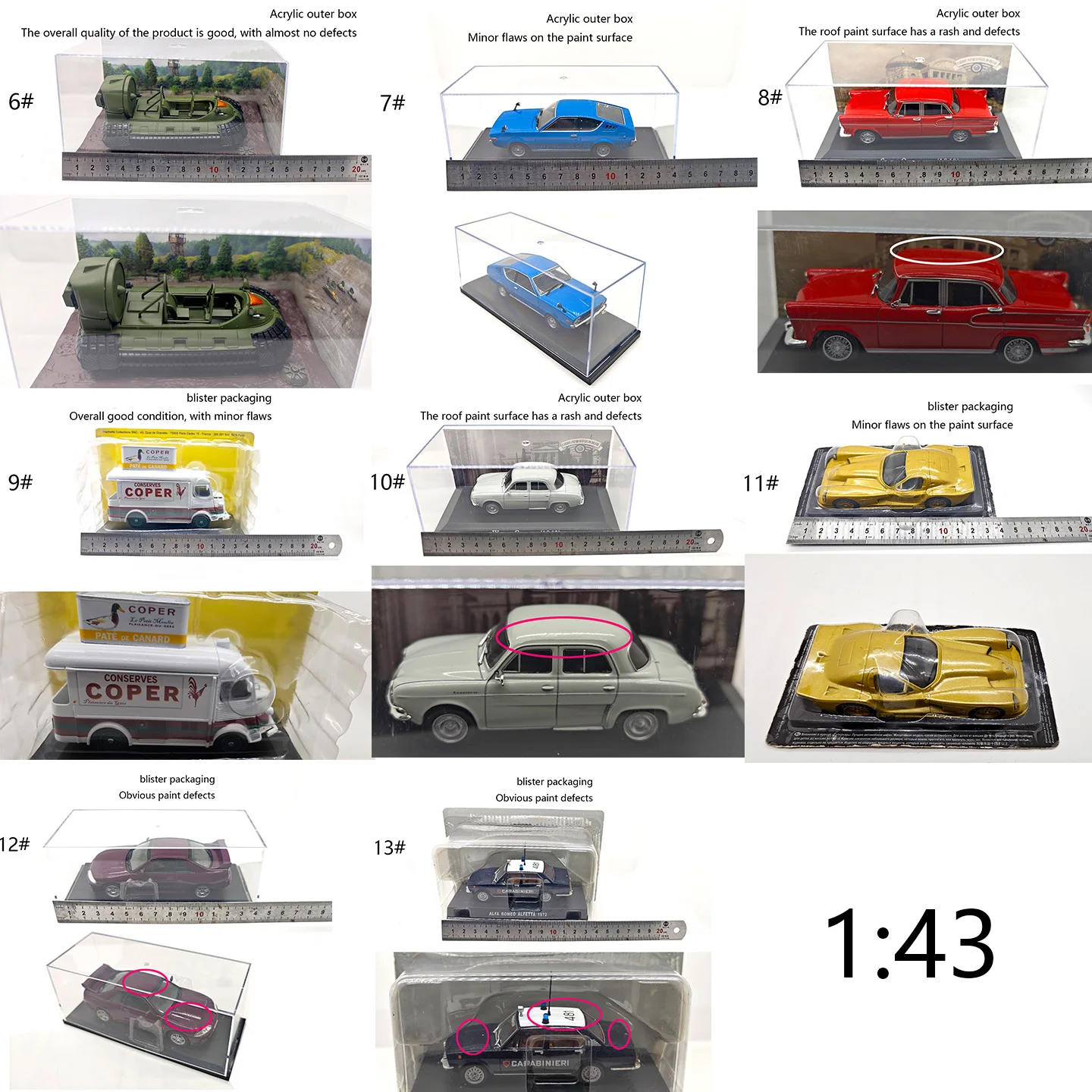 

Spot 1:43 Пропорционально на складе моделей автомобилей (специальная цена за дефекты краски) с несколькими моделями