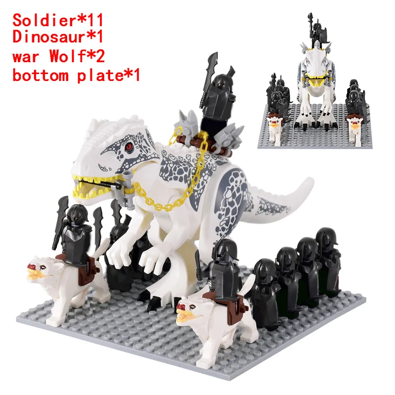 MOC Medieval lotr Figures Orc Soldiers Raider Vargr Wolf Elephant Mount Knights Building Blocks Bricks Toys for children gifts