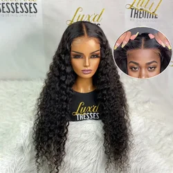 Glueless Wigs Wear and Go Synthetic Water Wave Curly Pre Plucked Pre Cut 4x4 HD Lace Closure Wigs No Glue Wigs for Black Women