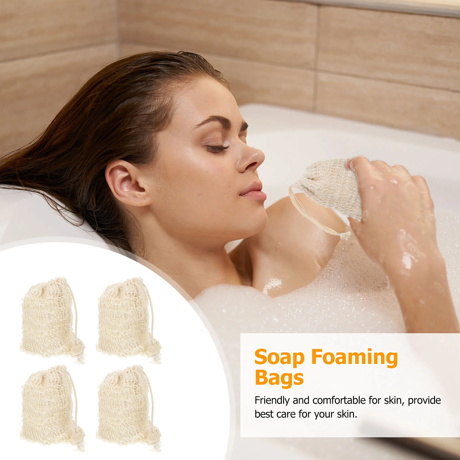 

4Pcs Cotton Linen Bathing Soap Pouch Mesh Saver Bag for Shower Exfoliating Deep Cleansing Skin Healthy Refreshing Fast Dry