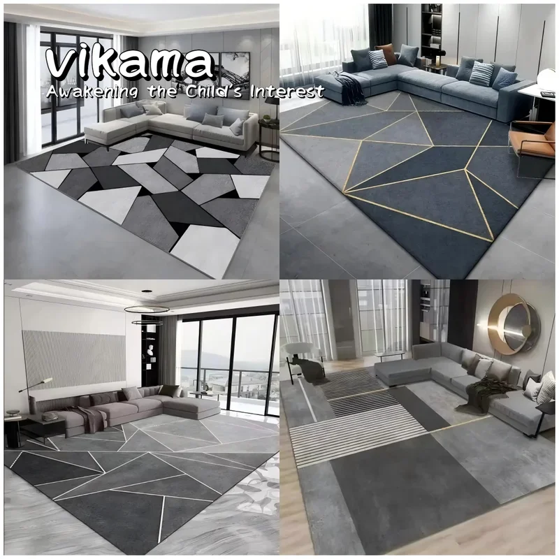 

VIKAMA Scandinavian Geometric Style Loop Pile Carpet Thickened Dirt-resistant Non-slip Machine Washable Living Room Sofa