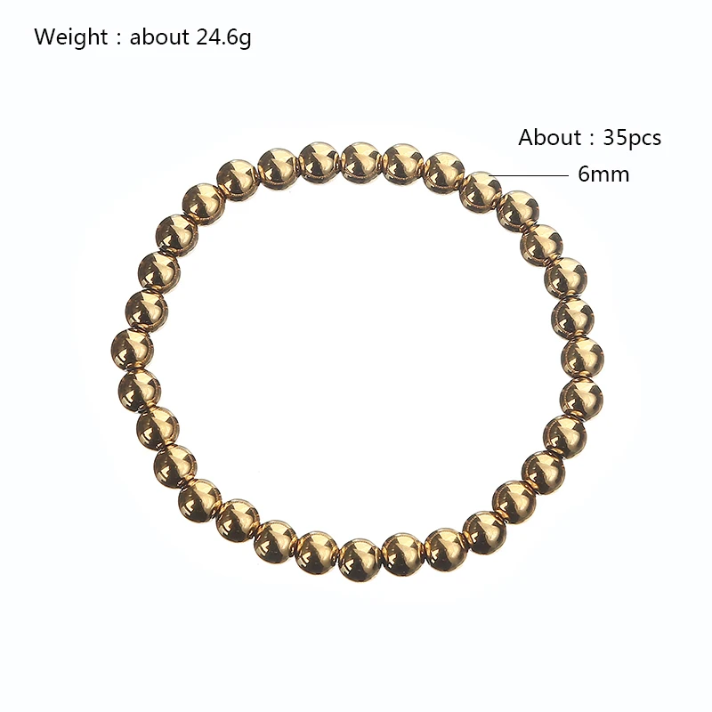 Fashion Jewelry Non Fading Waterproof Metal Ball Multiple Models Quality Smooth Solid Beads Elastic Stainless Steel Bracelets