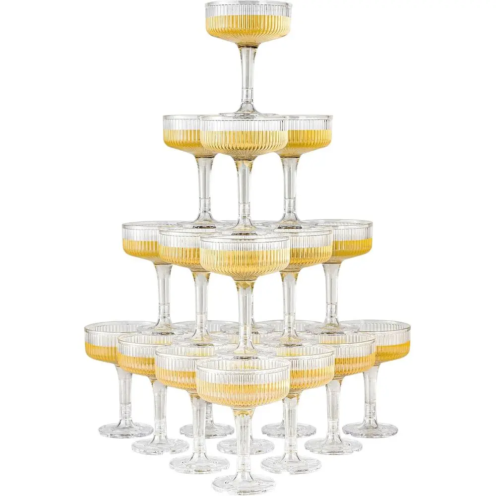 

20 Pack 7oz Unbreakable Plastic Champagne Coupe Glasses for Wedding Birthday Party Bar