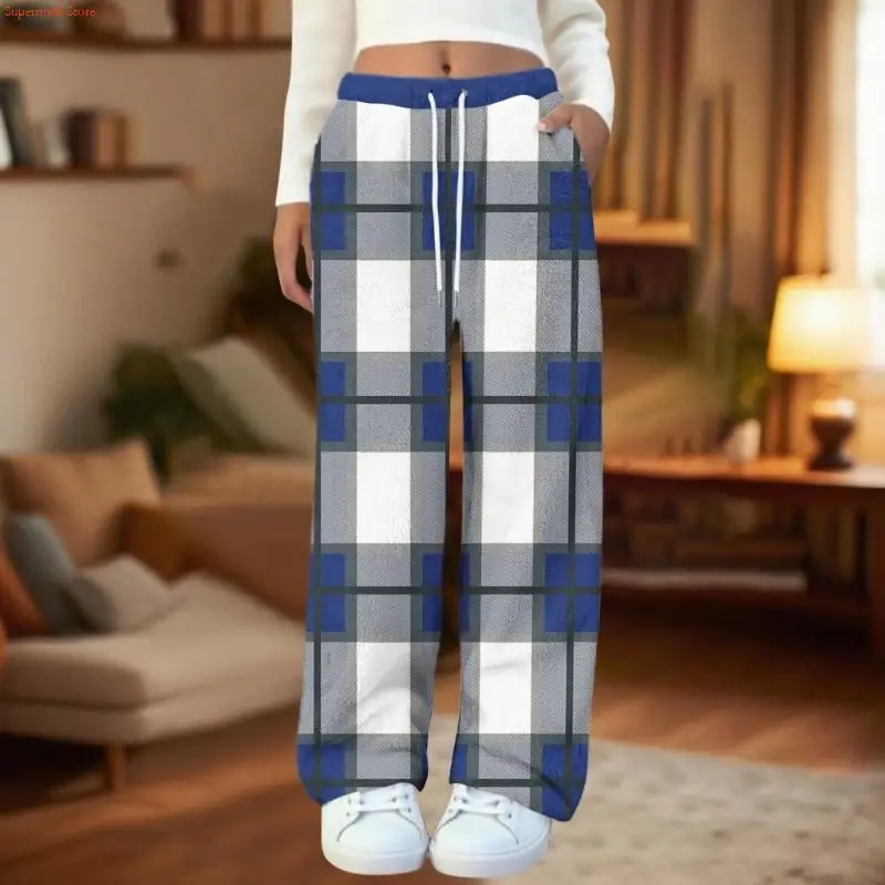 Q5WE – pantalon pyjama en polaire imprimé en flanelle pour femmes, pantalon décontracté confortable avec cordon serrage