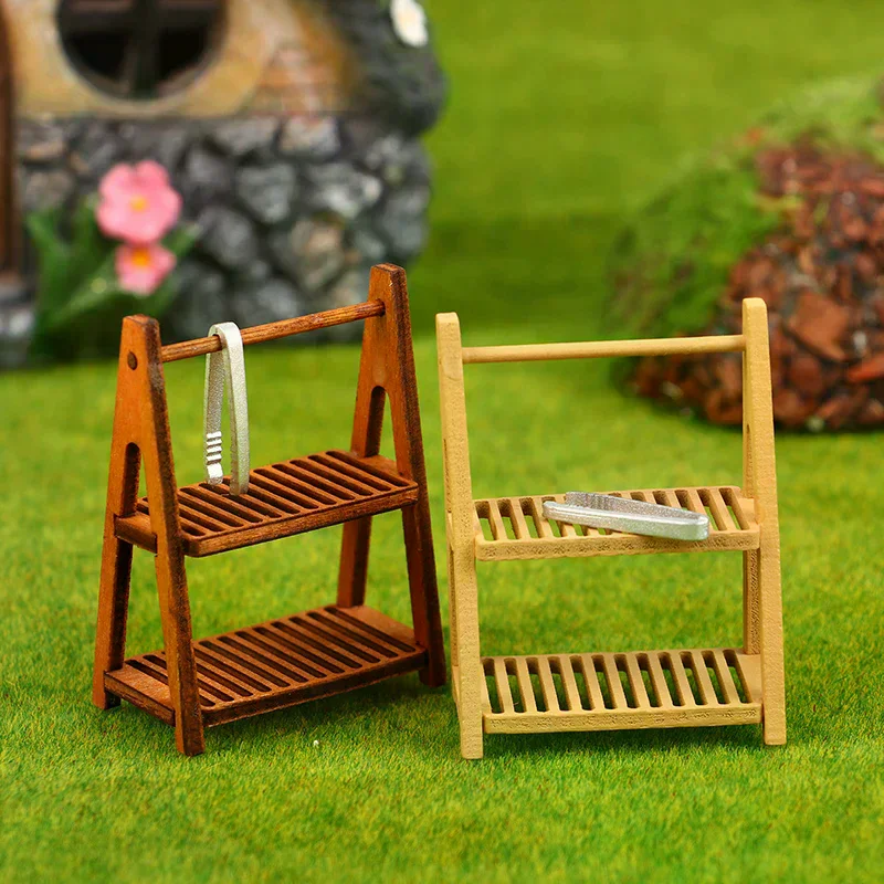 1Set 1:12 Dollhouse Miniature Bread Rack Cake Shelf Storage Box/Basket W/Baking Clip Scene Decor Doll House Accessories