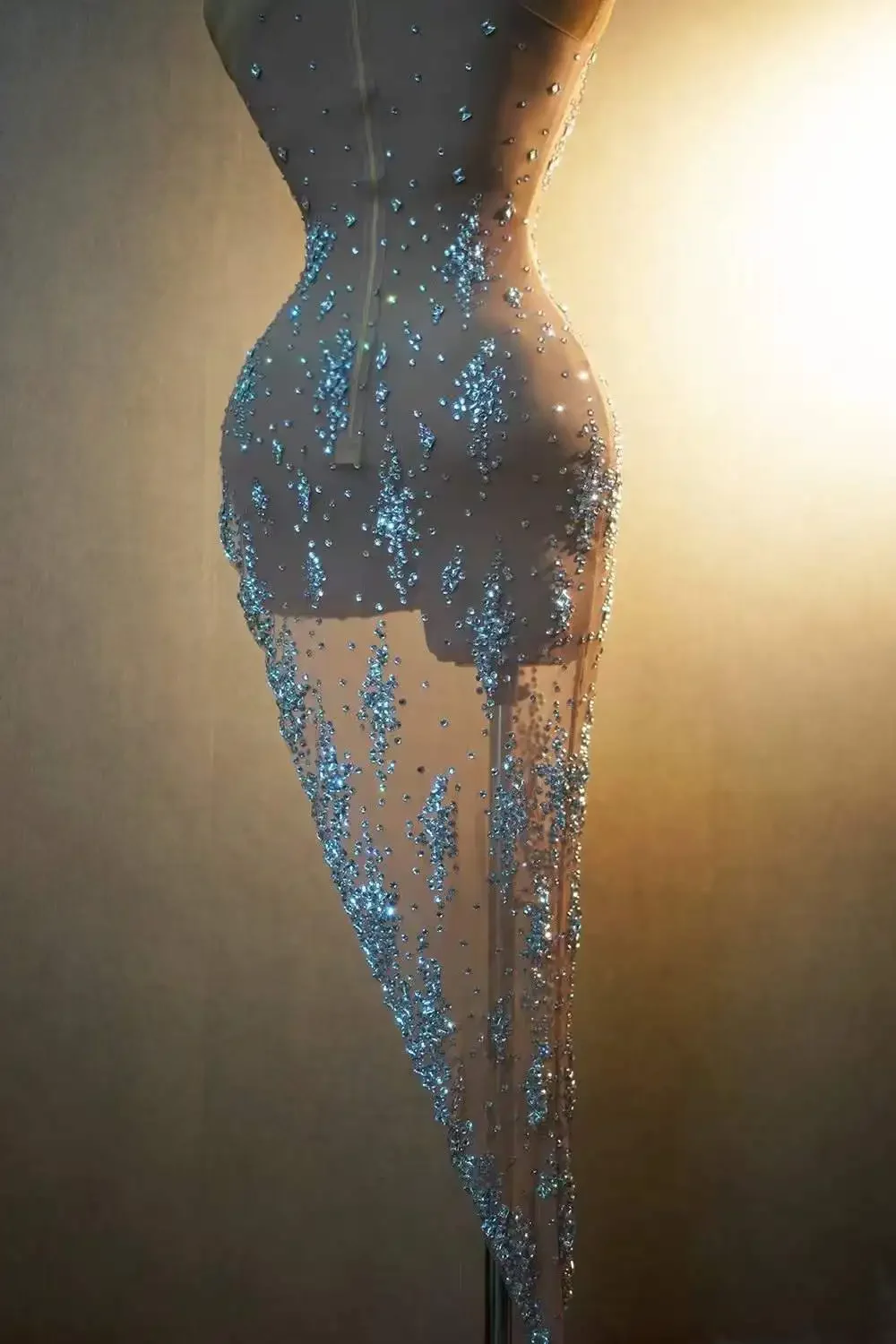 Robe de soirée transparente pour femme, superbe costume de pole légiti, boîte de nuit, tenues de traînée sexy, reine d'anniversaire en fibre