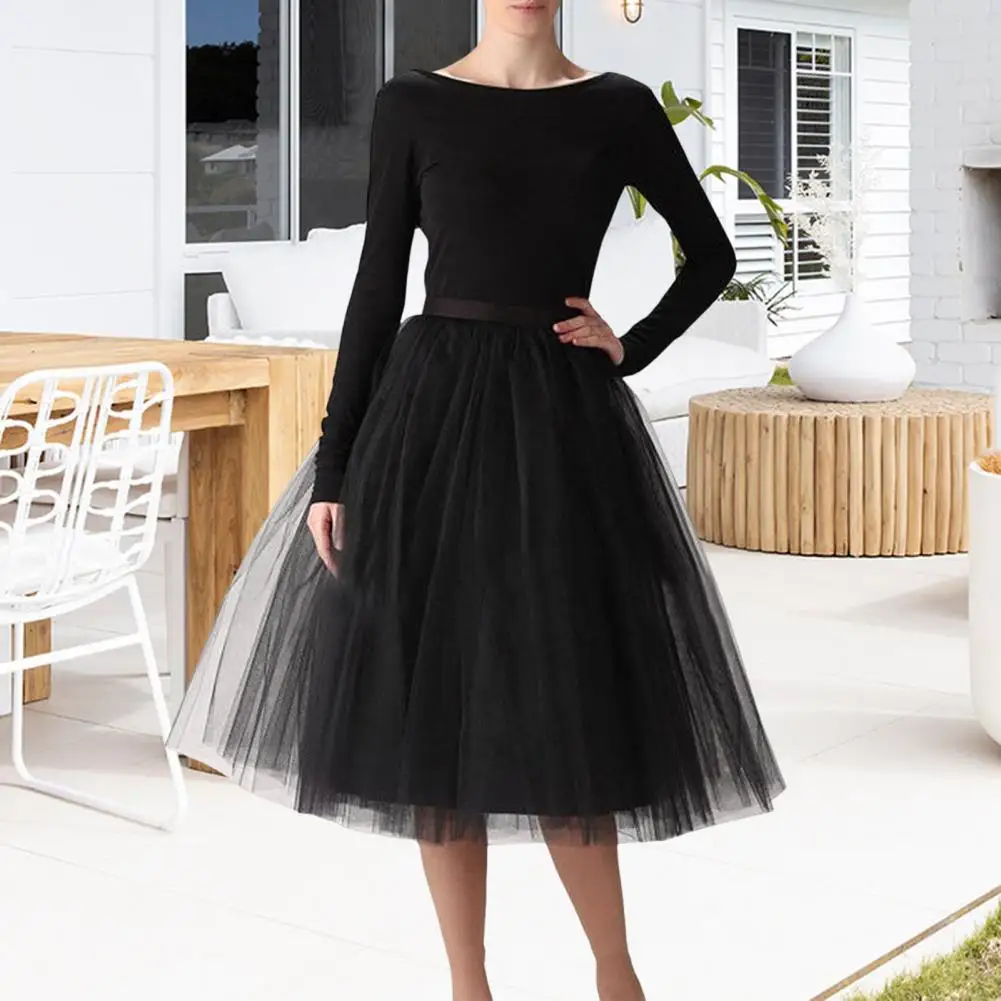 Women's Tulle Skirt Vintage 50s Crinoline Petticoat Skirt 5-Layer Mesh Underskirt Rockabilly Dance Costume Carnival Cosplay Dres
