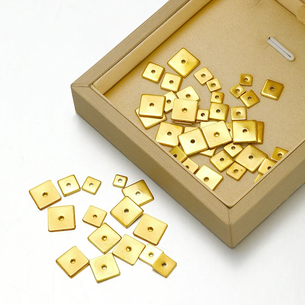 50pcs Stainless Steel Small Hole Square Flat Spacer Beads Loose Beads Charms for Jewelry Making DIY Bracelet Necklace Supplies