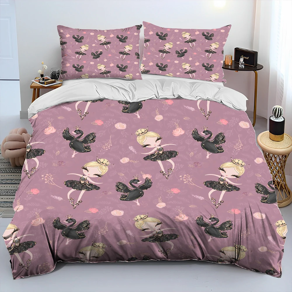 

Cute Ballet Girl Ballerina Cartoon Comforter Bedding Set,Duvet Cover Bed Set Quilt Cover Pillowcase,King Queen Size Bedding Set