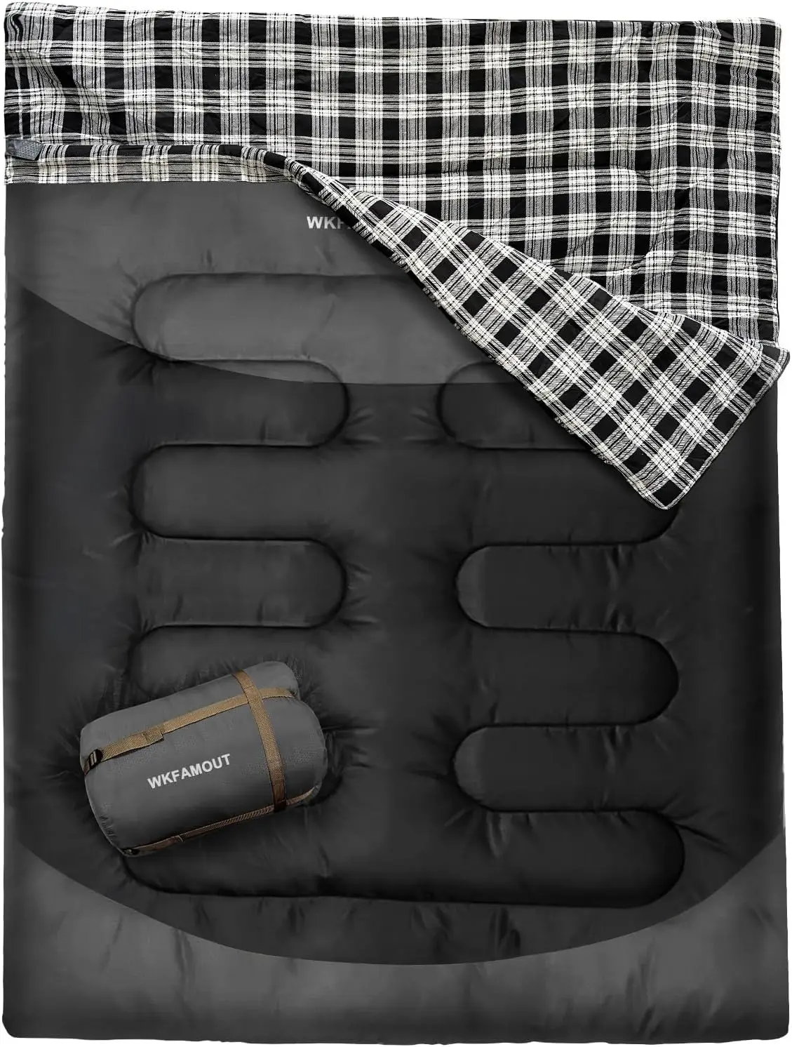 Double Sleeping Bag for Adults Machine Washable 2 Person Camping Sleeping Bag Queen Size Waterproof with Compression Sack