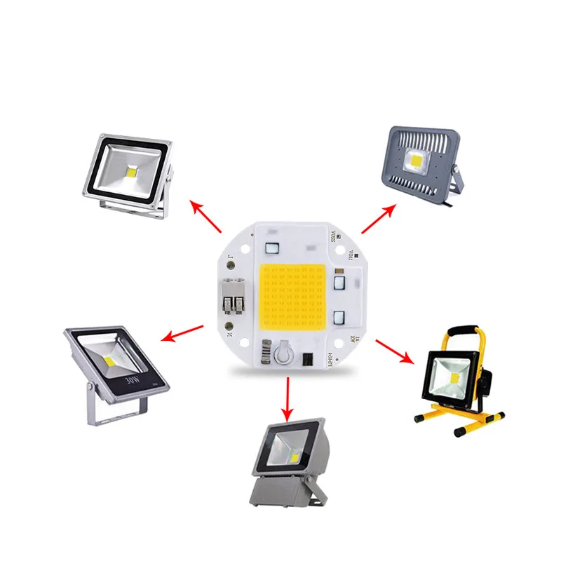 LED COB مصباح حبة للخارجية ، رقاقة مصباح ، الذكية IC ، لا حاجة سائق ، ضوء الفيضانات ، الأضواء ، Bulb بها بنفسك لمبة ، 20 واط ، 30 واط ، 50 واط ، التيار المتناوب 220 فولت