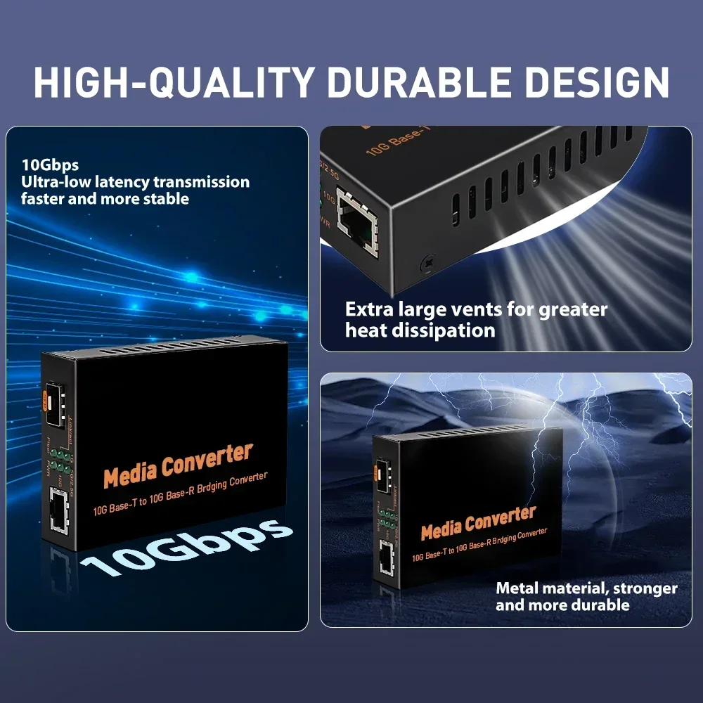 ZoeRax 10 Гбит/с SFP + оптоволоконный медиаконвертер RJ45 в SFP + 1,25G/2,5G/5G/10G Ethernet-конвертер приемопередатчик