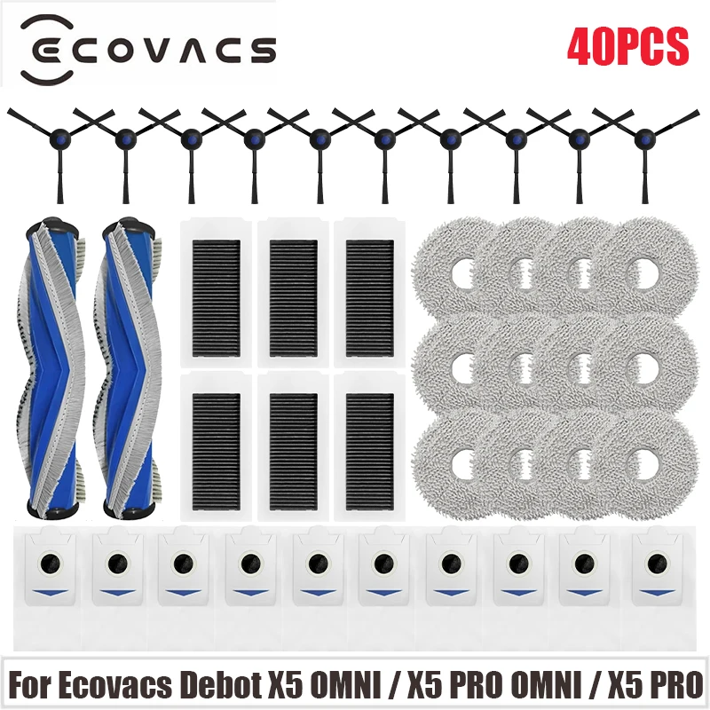 

For Ecovacs Debot X5 OMNI / X5 PRO OMNI / X5 PRO Vacuum Parts Main Roller Side Brush Filter Mop Cloth Dust Bag Accessories