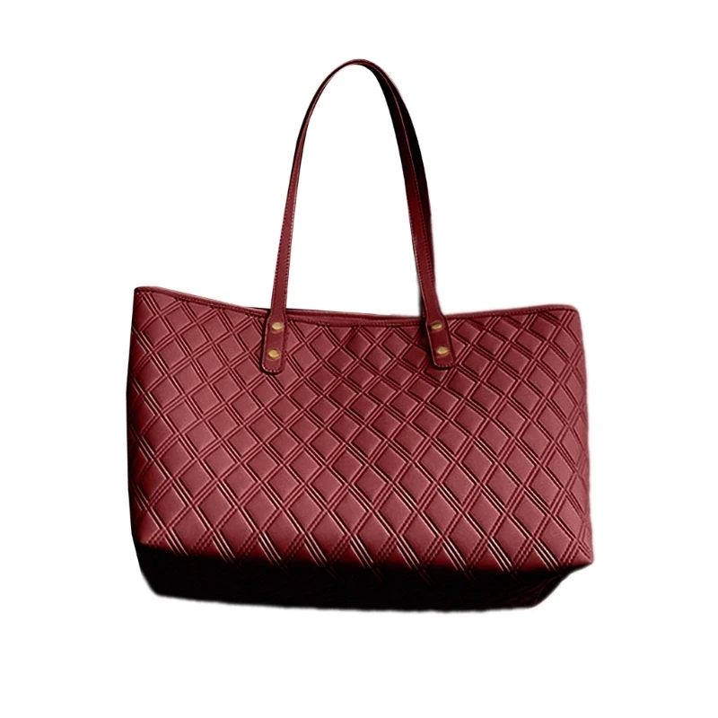 Bolso acolchado piel sintética con diamantes para mujer, bolso hombro capacidad, Color sólido, para compras