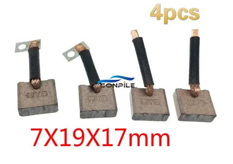농업용 자동차 스타터 모터 카본 브러시, 2519 12V, 7x19x17mm, 4 개