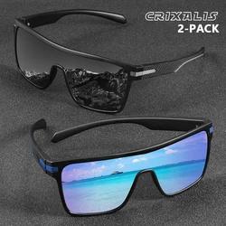 CRIXALIS 2PCS Fashion Luxury Brand Sunglasses for Men Women Mirror Goggles Sun Glasses Male Oversized Shades Female UVProtection