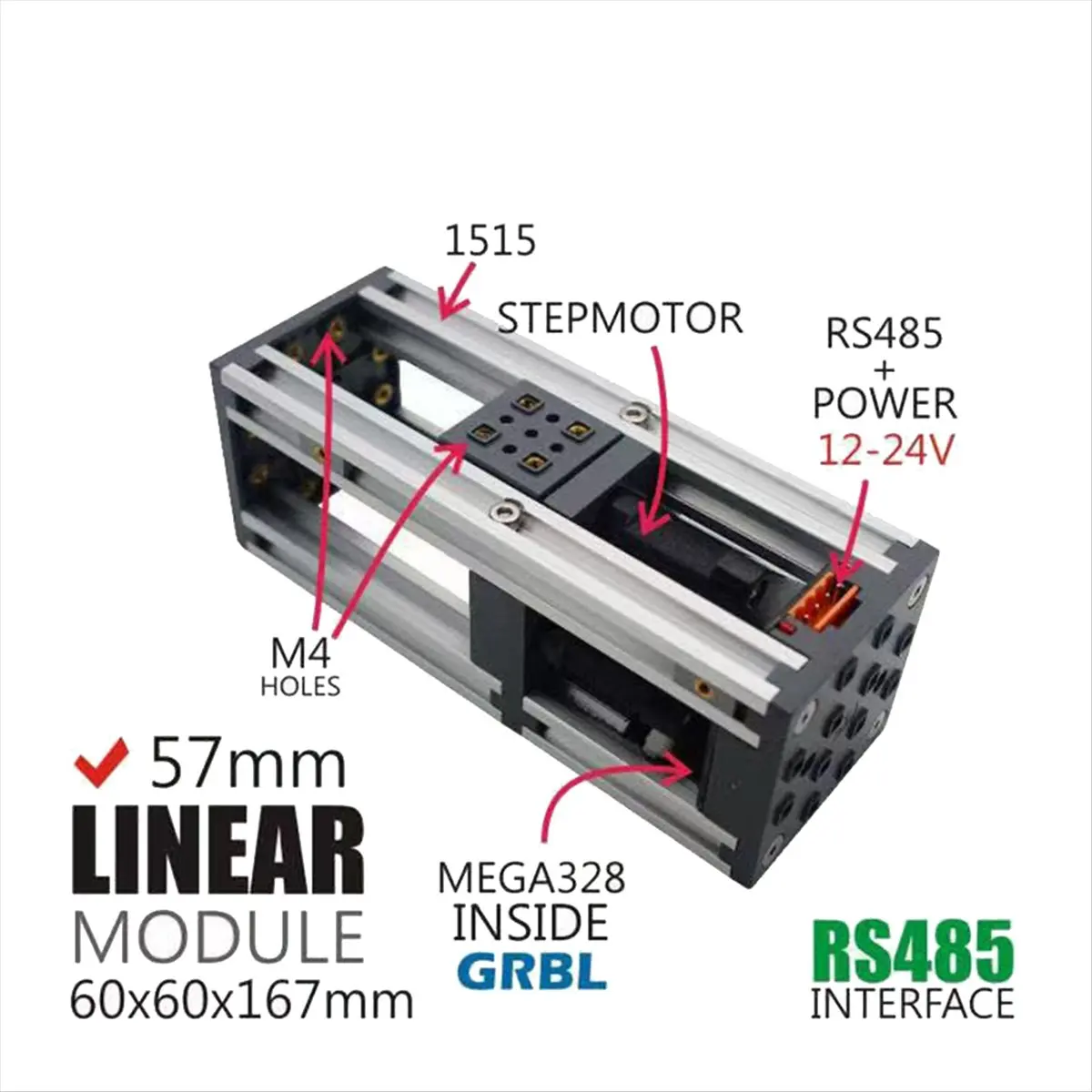For 6060-PUSH Linear Motion Control Module Built-in Mega328 Robust Design for Robotics Automation Projects