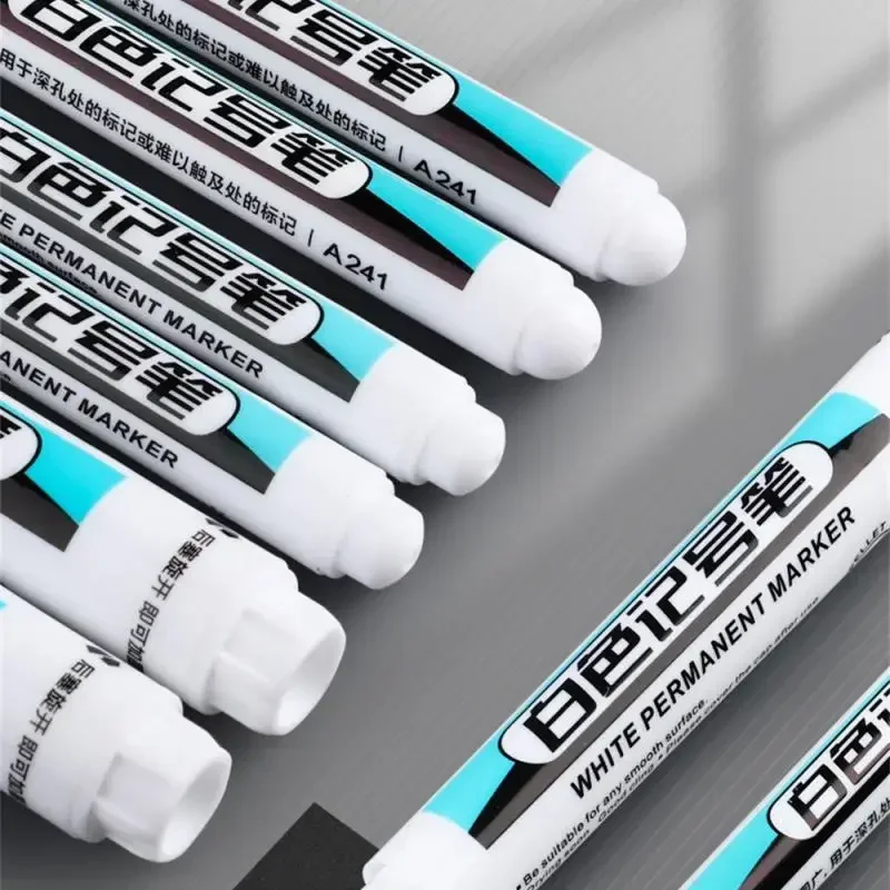 0.7/1.0/2.5 มม.สีขาวถาวร MARKER ปากกา 1/5/10Pcs เครื่องหมายสีสําหรับไม้ ROCK พลาสติกหนังแก้วหินโลหะ Art Supplies