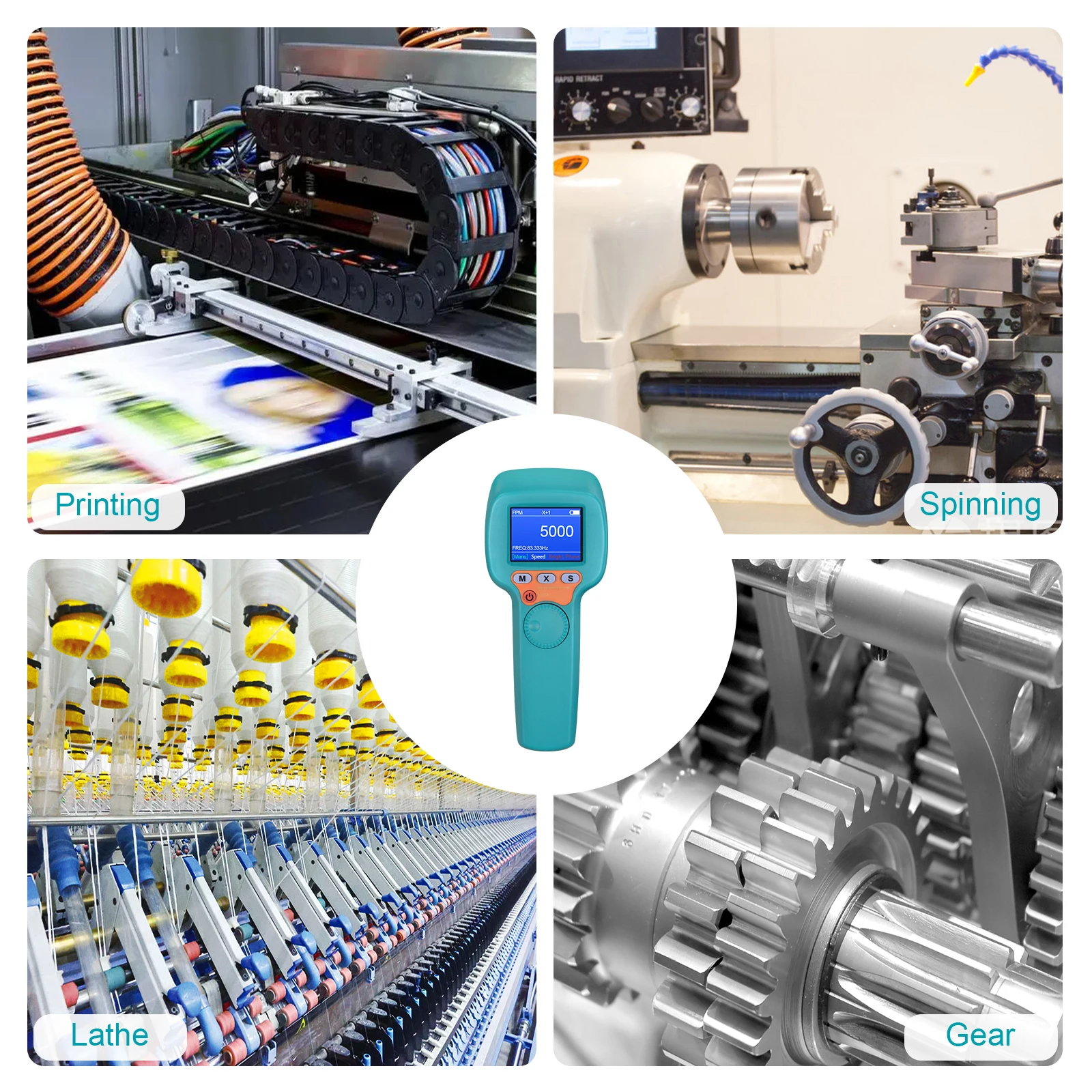 DT100B LED Digital Stroboscope, 60-999,999 RPM Tachometer, Non-Contact Speed Tester for Motor Fan Pump, 1500 Lux